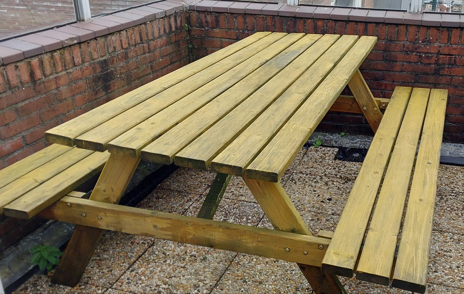 Picknicktafel nog in goede staat., Tuin en Terras, Picknicktafels, Ophalen of Verzenden, Rechthoekig, Hout
