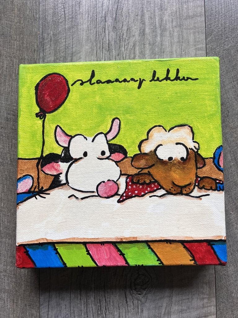 Canvas afbeelding 'slaap lekker' (20 x 20 x 3 cm), Ophalen of Verzenden, Zo goed als nieuw, Wanddecoratie