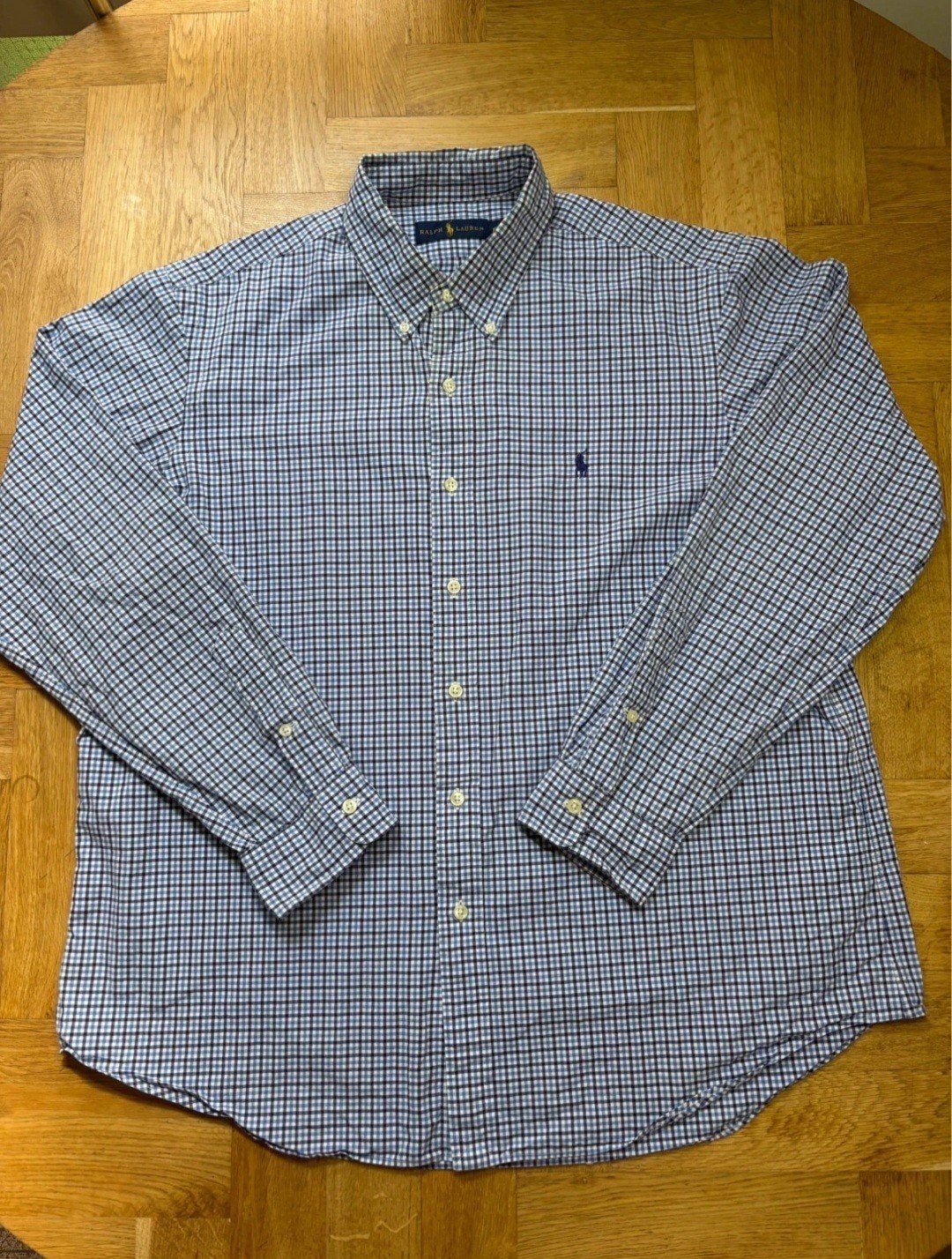 Ralph lauren blouse blauw met ruitjes maat xl, Kleding | Heren, Grote Maten, Overhemd, Ralph Lauren, Zo goed als nieuw, Verzenden