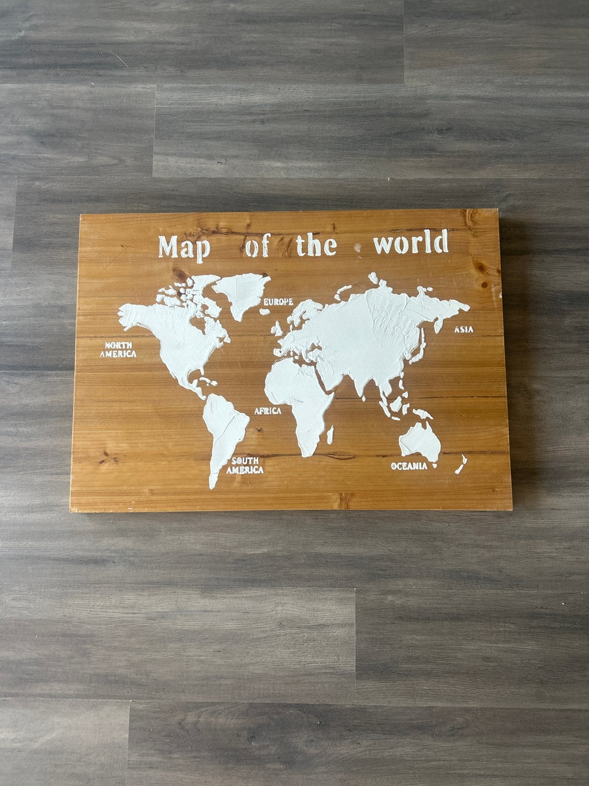 Houten Wereldkaart Wanddecoratie - 78x55 cm, Ophalen, Gebruikt, Hout, Bruin