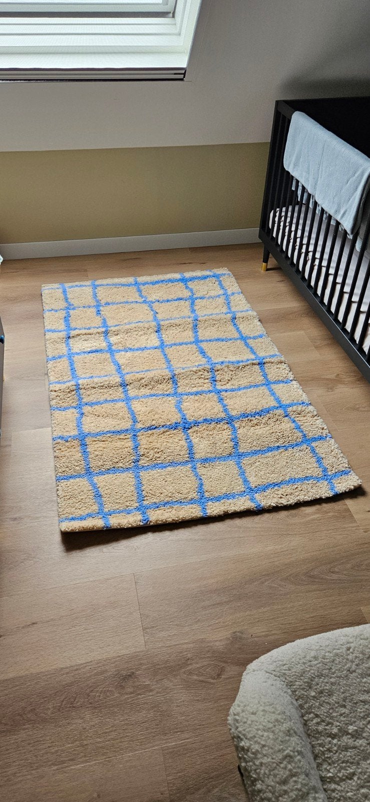 Rugvista Grid Vloerkleed - Beige/Blauw 100x160 cm NIEUW, Huis en Inrichting, Ophalen, 100 tot 150 cm, Blauw, Nieuw