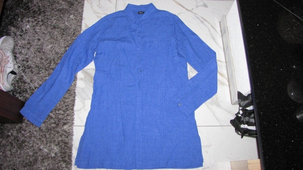 38 PURDEY linnen blouse, Ophalen of Verzenden, Zo goed als nieuw, Maat 38/40 (M), Blauw