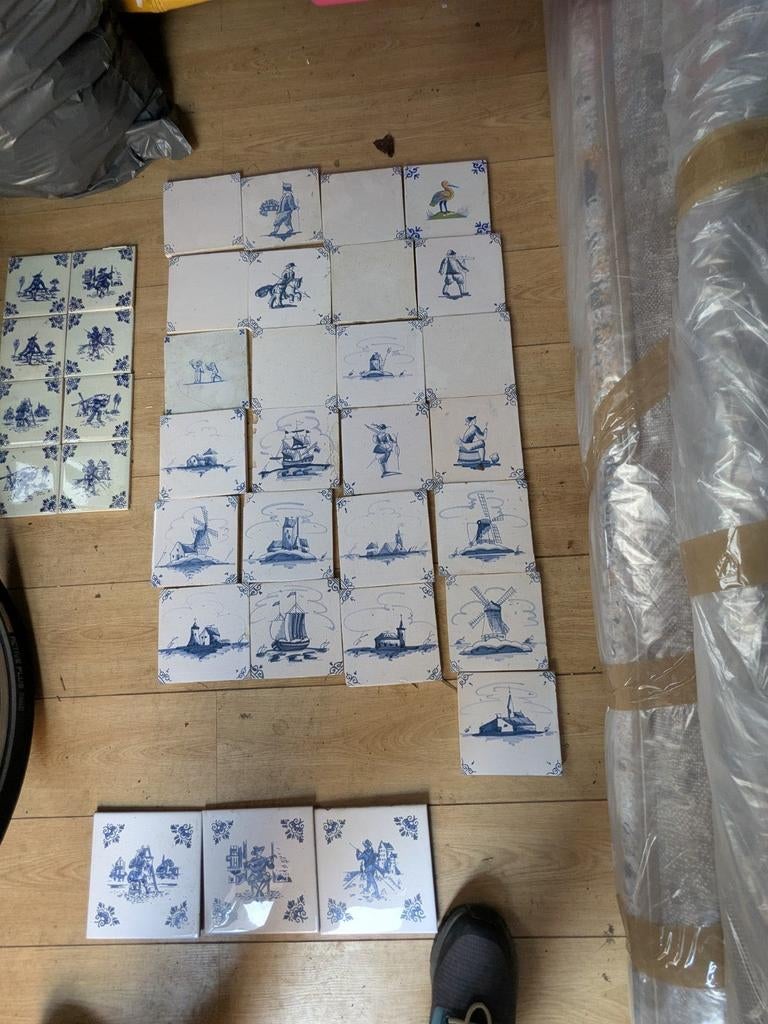 25 antieke tegeltjes, Antiek en Kunst, Antiek | Wandborden en Tegels, Ophalen