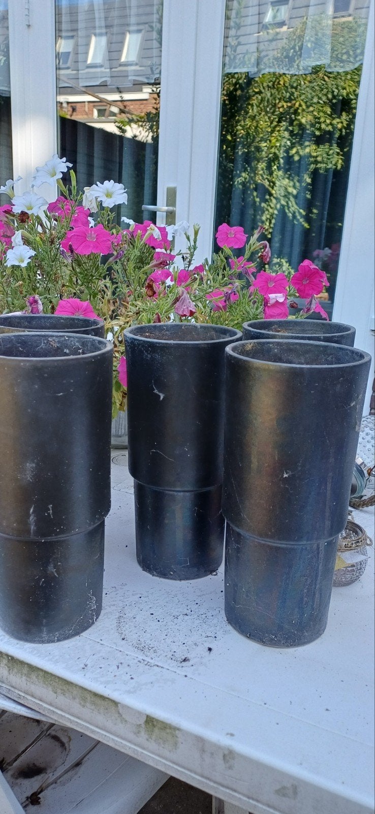 5 stuks mooie  vazen/bloempotten of sierpotten, Ophalen, Rond, Zo goed als nieuw, Aardewerk
