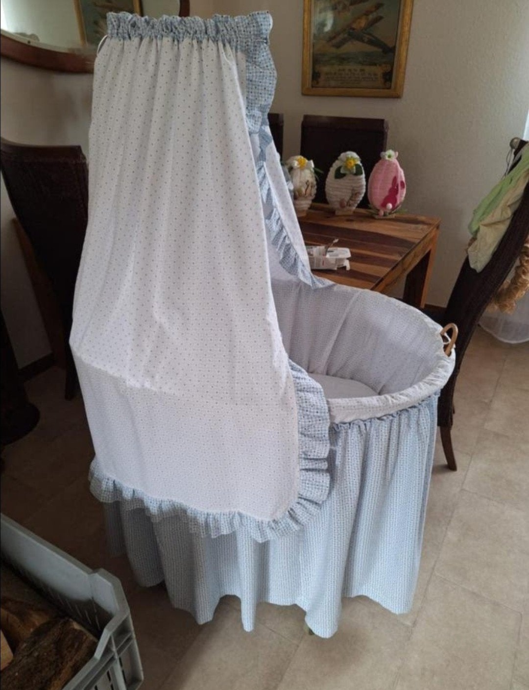 Rotan Wiegje met Bekleding - Zo goed als nieuw, Ophalen