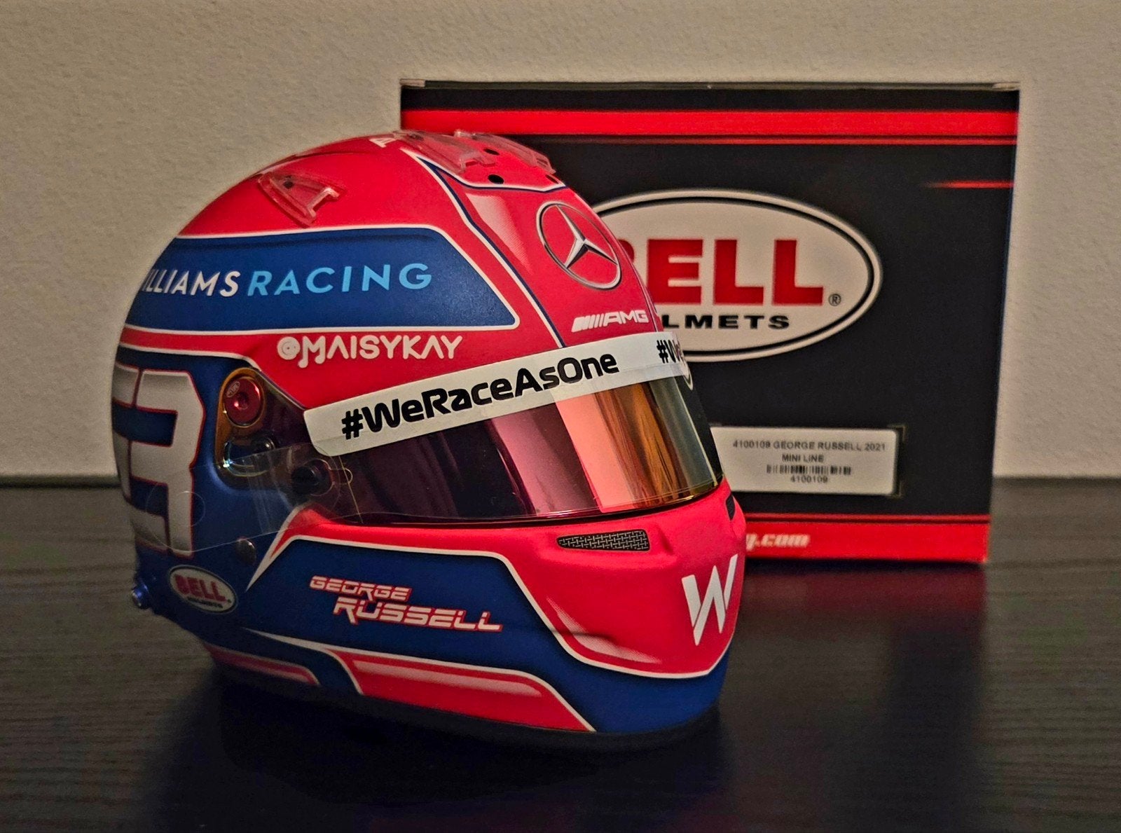 F1 George Russell 2021 helm schaal 1/2, Ophalen of Verzenden, Zo goed als nieuw, Formule 1