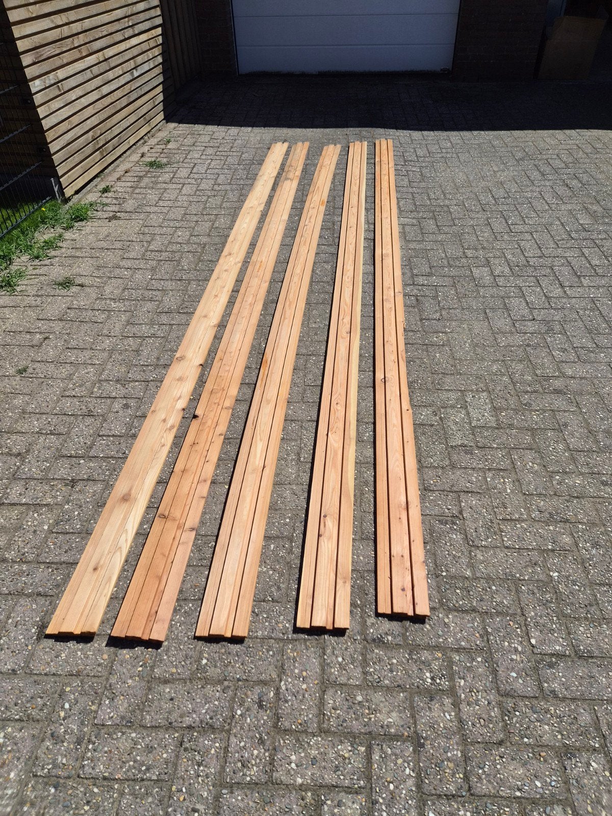 Douglas planken Rhombus profiel 4,1m, Doe-het-zelf en Verbouw, Hout en Planken, Ophalen, Gebruikt, Plank, 300 cm of meer