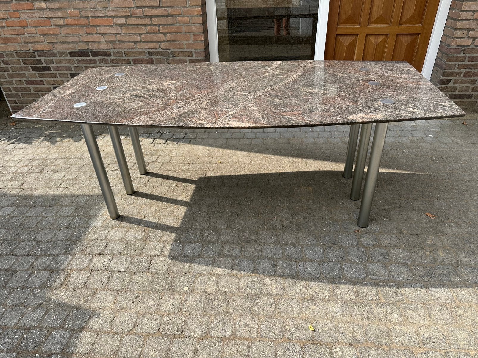 Eetkamertafel met granieten blad, Huis en Inrichting, Tafels | Eettafels, Ophalen, 200 cm of meer, 50 tot 100 cm, Zo goed als nieuw