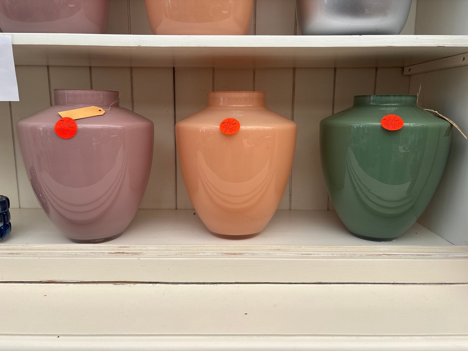 Vaas Tugela - nieuw!! Peach of Green, Handgemaakt, Meerkleurig, 34 cm, Nieuw