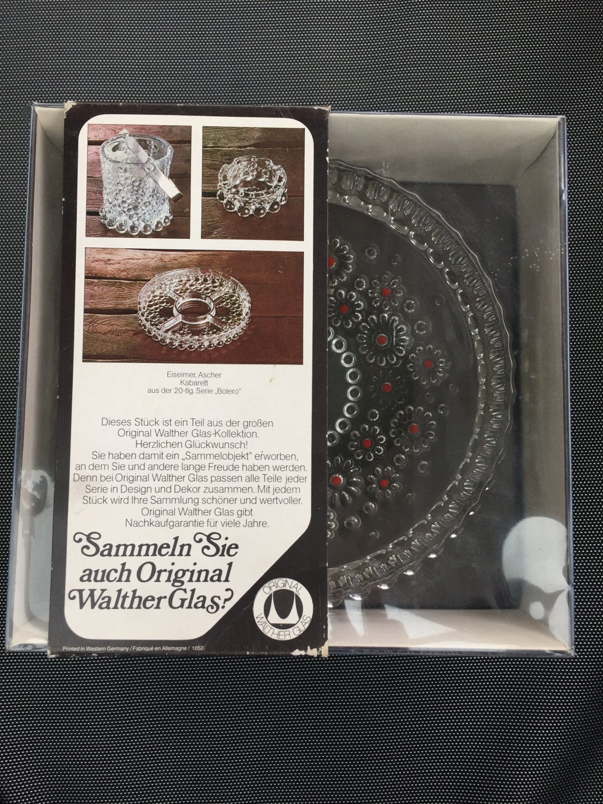 Vintage Walther Glas Taartplateau/Fruitschaal met Bloemmotie, Ophalen of Verzenden