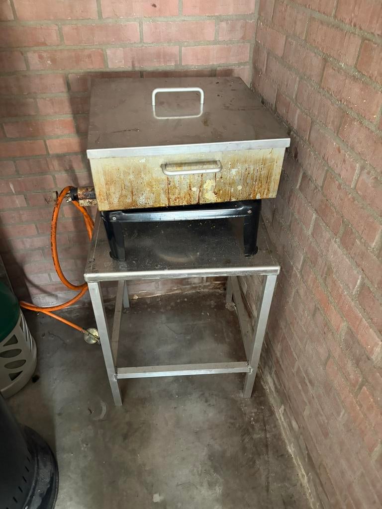 Visbak pan inclusief vlinder en twee volle blikken olie, Tuin en Terras, Ophalen of Verzenden, Gebruikt, Gas, Vrijstaand