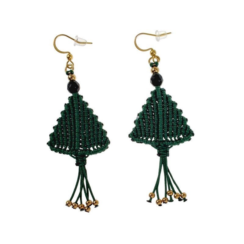 Haakoorbellen Dames Verguld RVS MicroMacramé Kerst Oorbellen, Overige materialen, Hangers, Birgitta-Gracht 33, 6465 EL Kerkrade, Nederland