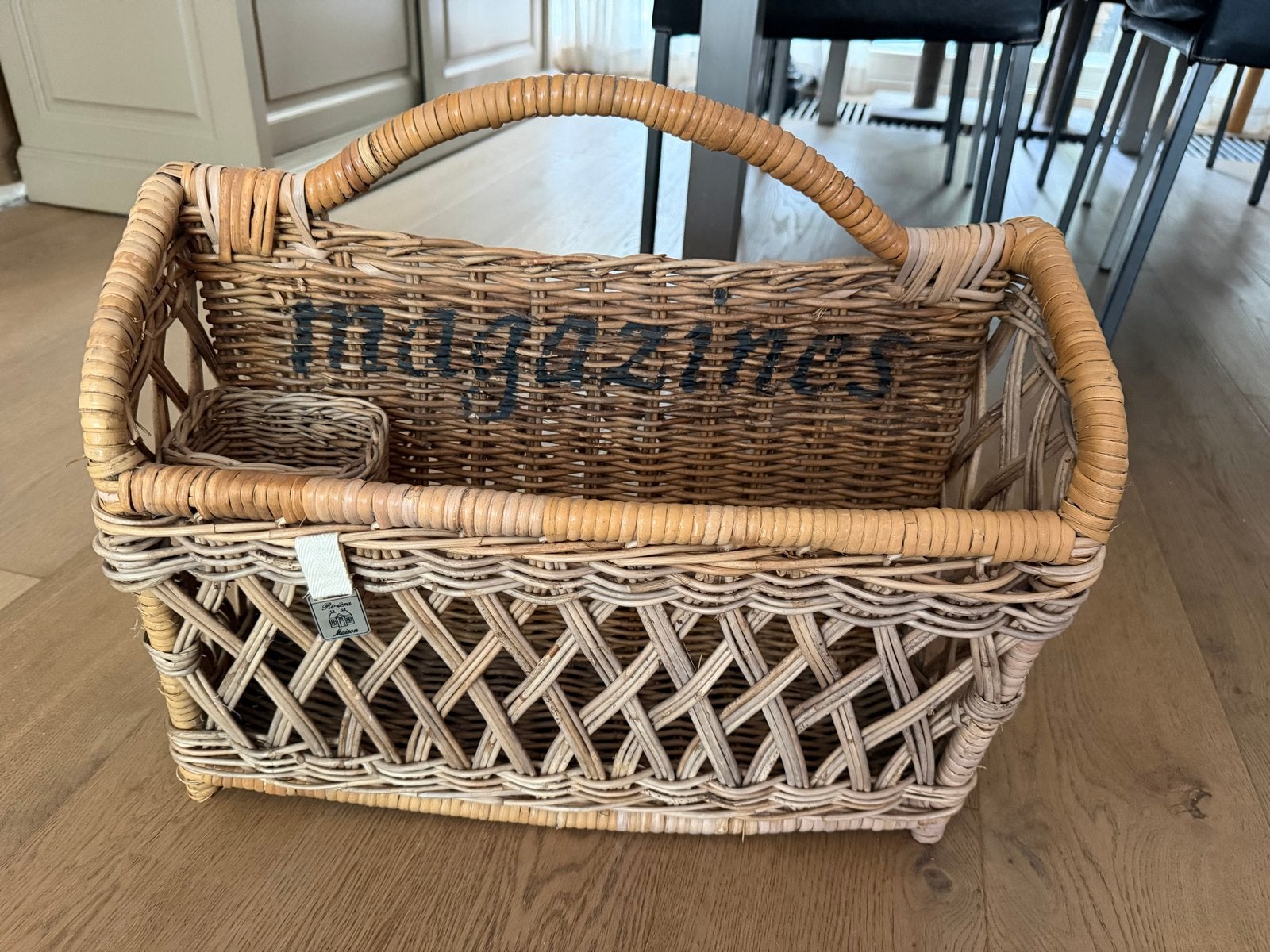 Riviera Maison Rieten Tijdschriftenrek met Handvat, Ophalen, Gebruikt