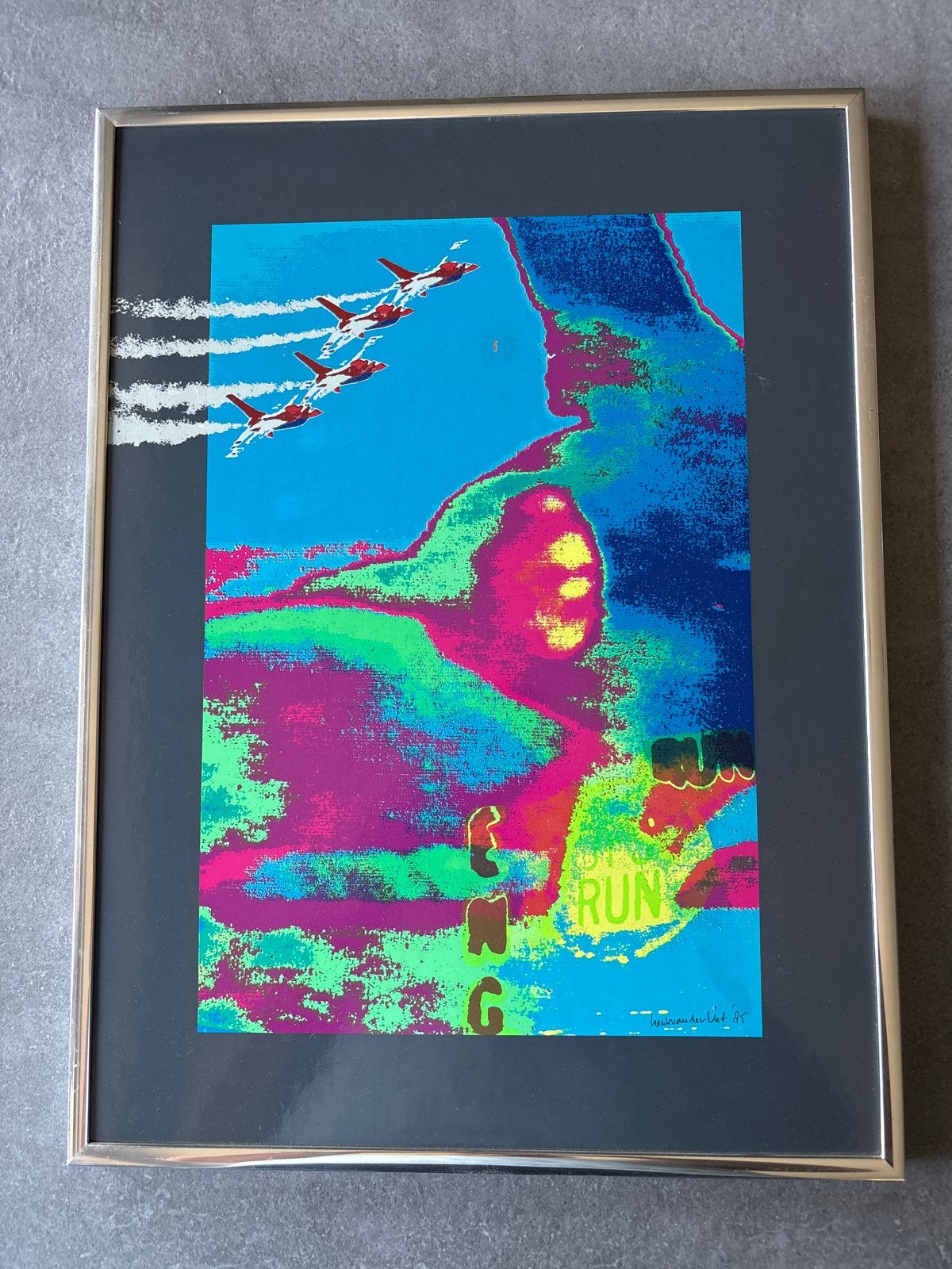 Zeefdruk F-16 Jager door Henk van der Vet (1985), 1950 - 1999, Militair, Ophalen of Verzenden, Gesigneerd