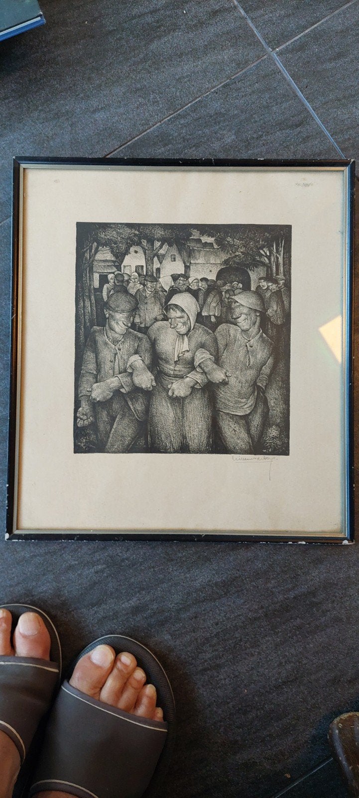 Gesigneerde Ets van Willem van der berg - Dagelijks leven, Dagelijks leven, Ets, 1900 - 1949, Gesigneerd