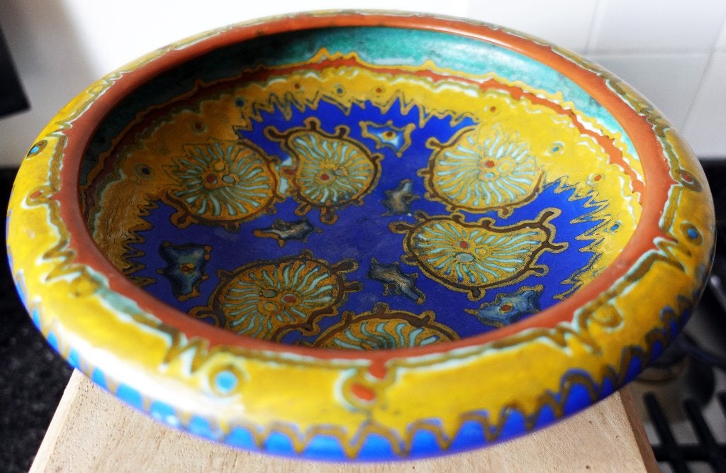 Gouda Holland plateel schotel met paddestoelen, Ophalen of Verzenden