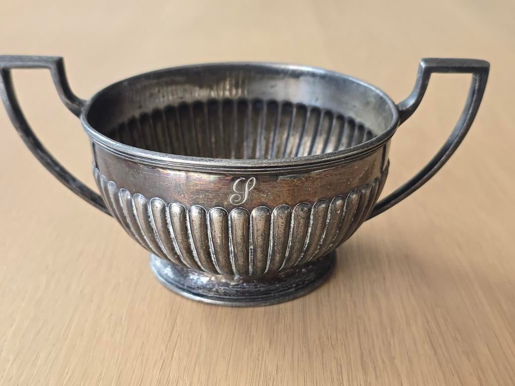 Antieke Art Deco Mappin & Webb verzilverde suikerpot €29, Ophalen of Verzenden, Zilver