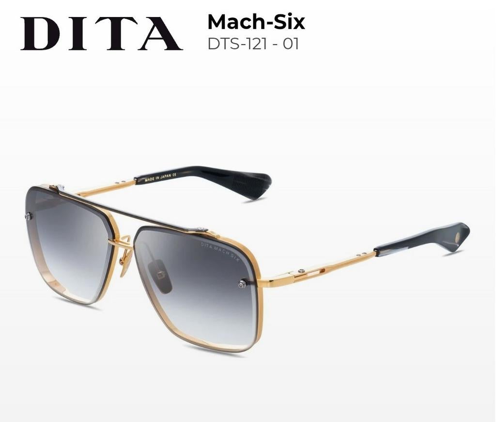 Origineel Dita Mach Six compleet+bon echt 18k goud titanium, Overige merken, Zonnebril, Geel, Ophalen of Verzenden