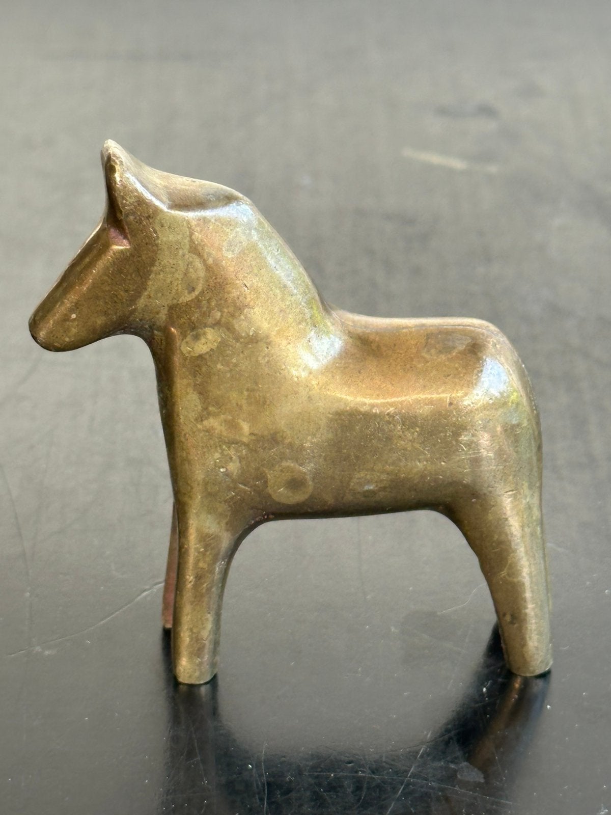 Oud koper Zweeds Dala Paardje 7/7 cm, Ophalen of Verzenden, Gebruikt