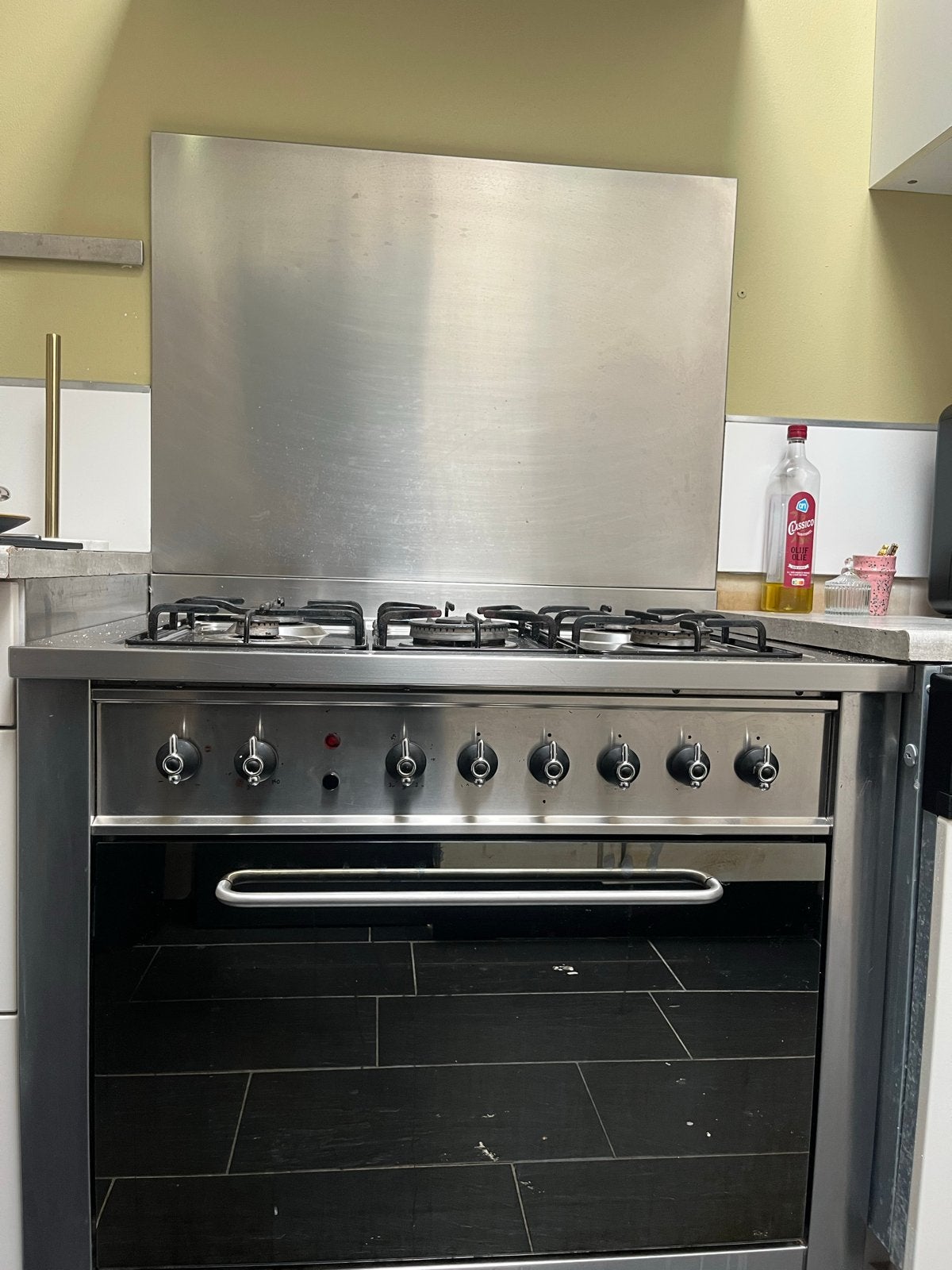 Indesit 5-pits gasfornuis met oven en achterpaneel, Ophalen, Gebruikt, 60 cm of meer, Gas