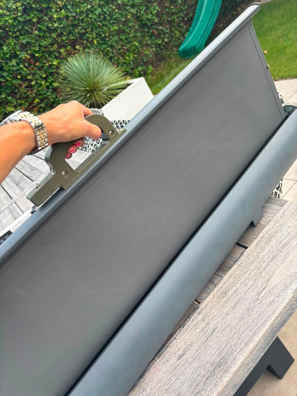 Windscherm uittrekbaar, Tuin en Terras, Ophalen, Aluminium, Zo goed als nieuw, 200 cm of meer