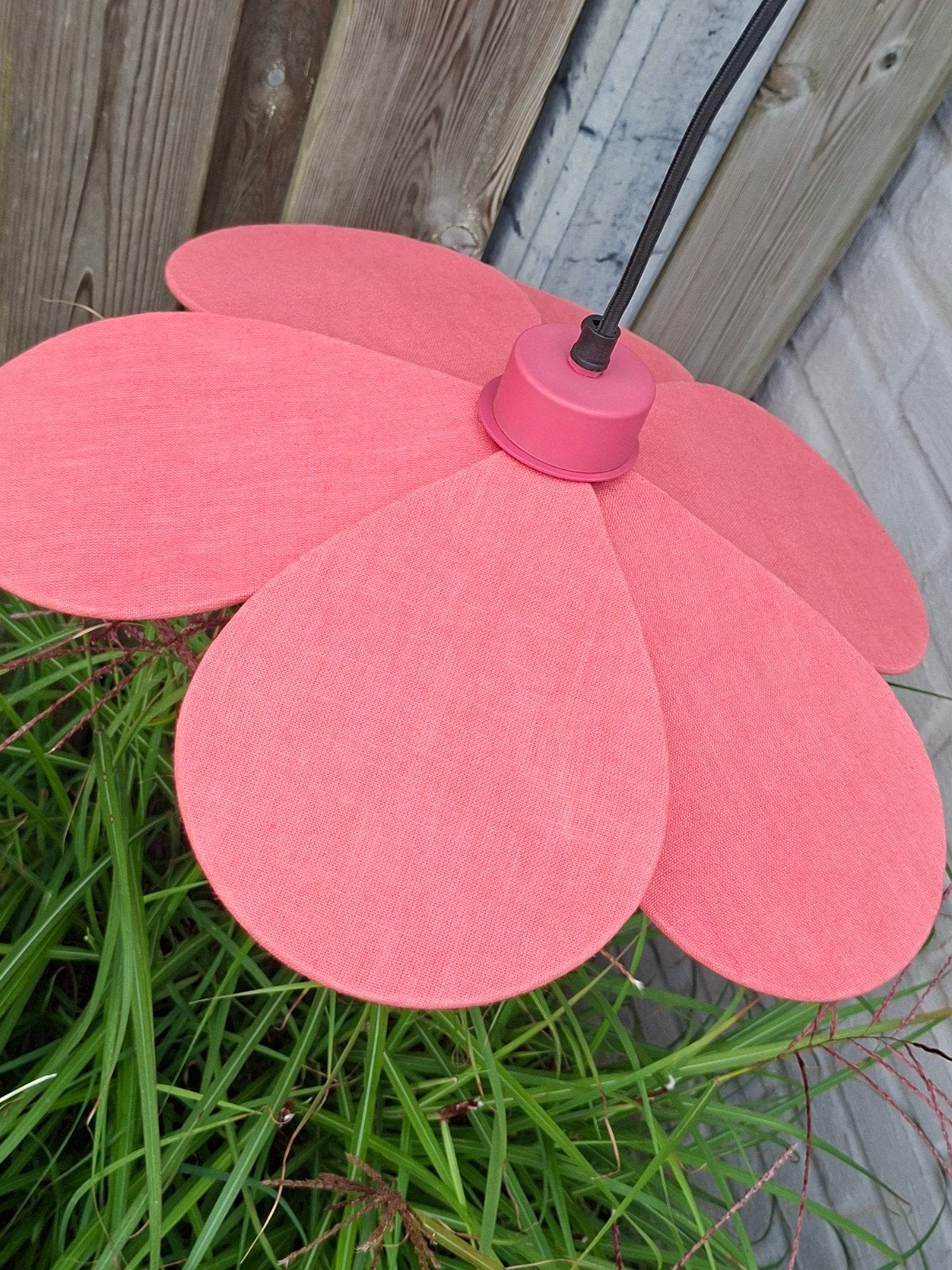 Hanglamp bloemvorm roze cerise D46 Lamp stof bloemenlamp, Metaal, Nieuw, Modern, E27 (groot)