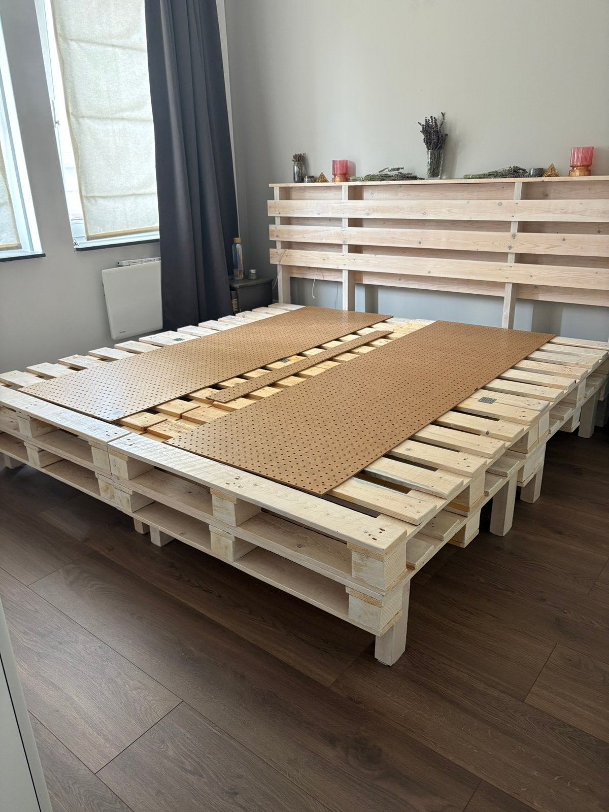 2-Persoons Pallet bed Handmade, Ophalen, Beige, Urban, Tweepersoons