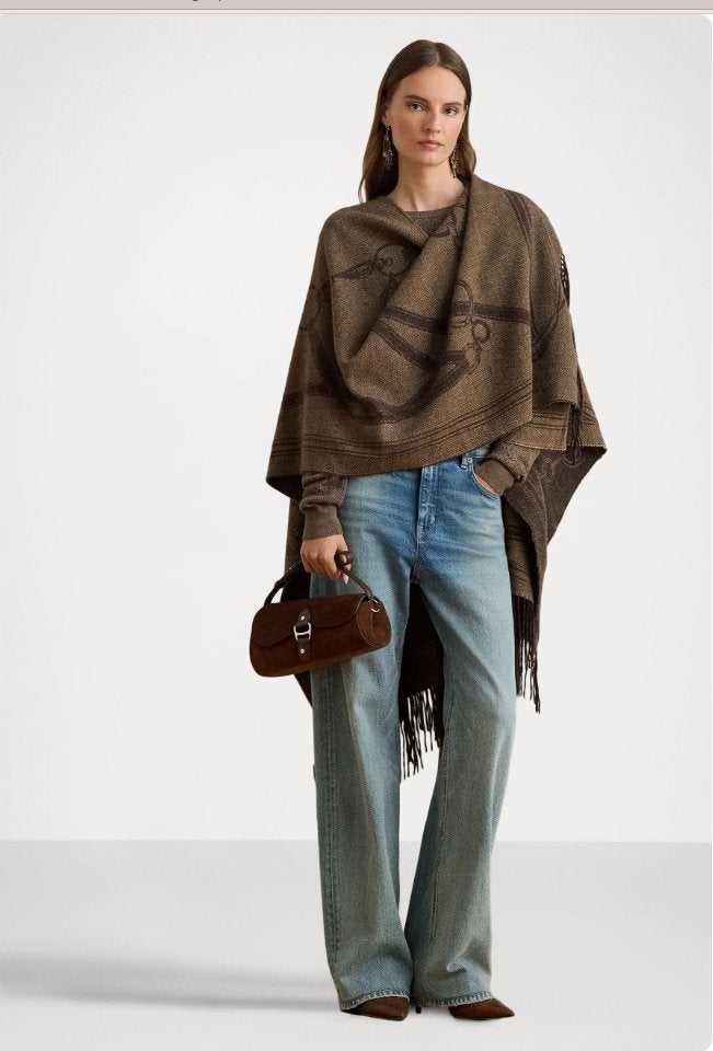 Ralph Lauren belting-motif jacquard blanket scarf - sjaal, Ophalen of Verzenden, Zo goed als nieuw, Maat 46/48 (XL) of groter