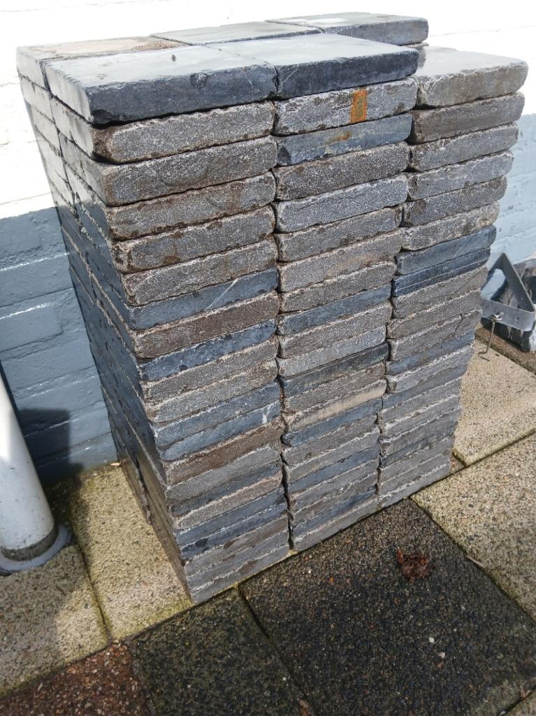 126 st. (3 m2) Belgisch hardstenen tegels 15x15x2,8 cm, Ophalen, Natuursteen, Terrastegels