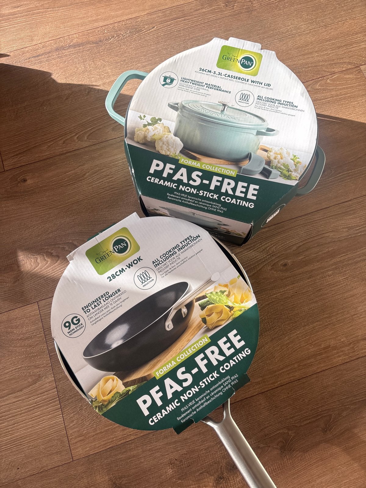 GreenPan PFAS-vrije braadpan en wokpan set, Overige materialen, Antiaanbaklaag, Nieuw, Pannenset
