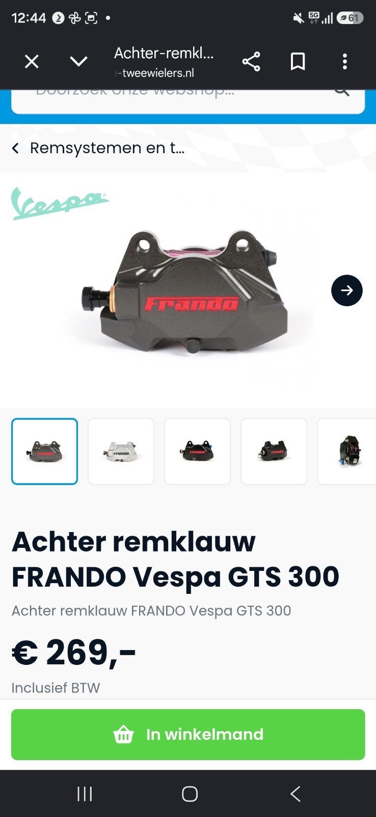 Frando Big Brake Remklauw Vespa/Zip SP - Nieuw, Ophalen of Verzenden, Nieuw, Overige typen, Vespa