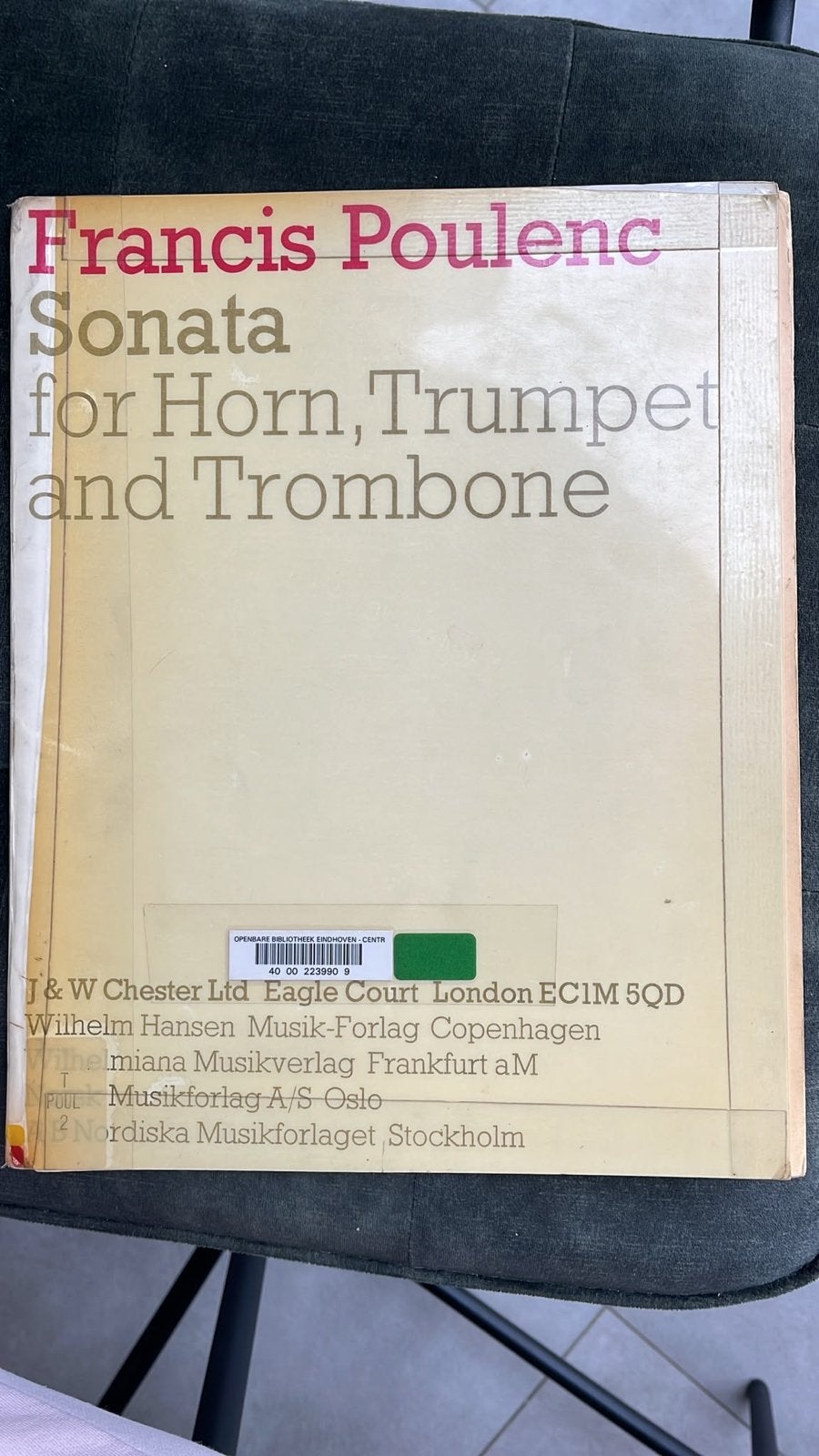 Francis Poulenc - Sonate voor Hoorn, Trompet en Trombone, Gebruikt, Klassiek, Ophalen of Verzenden, Artiest of Componist