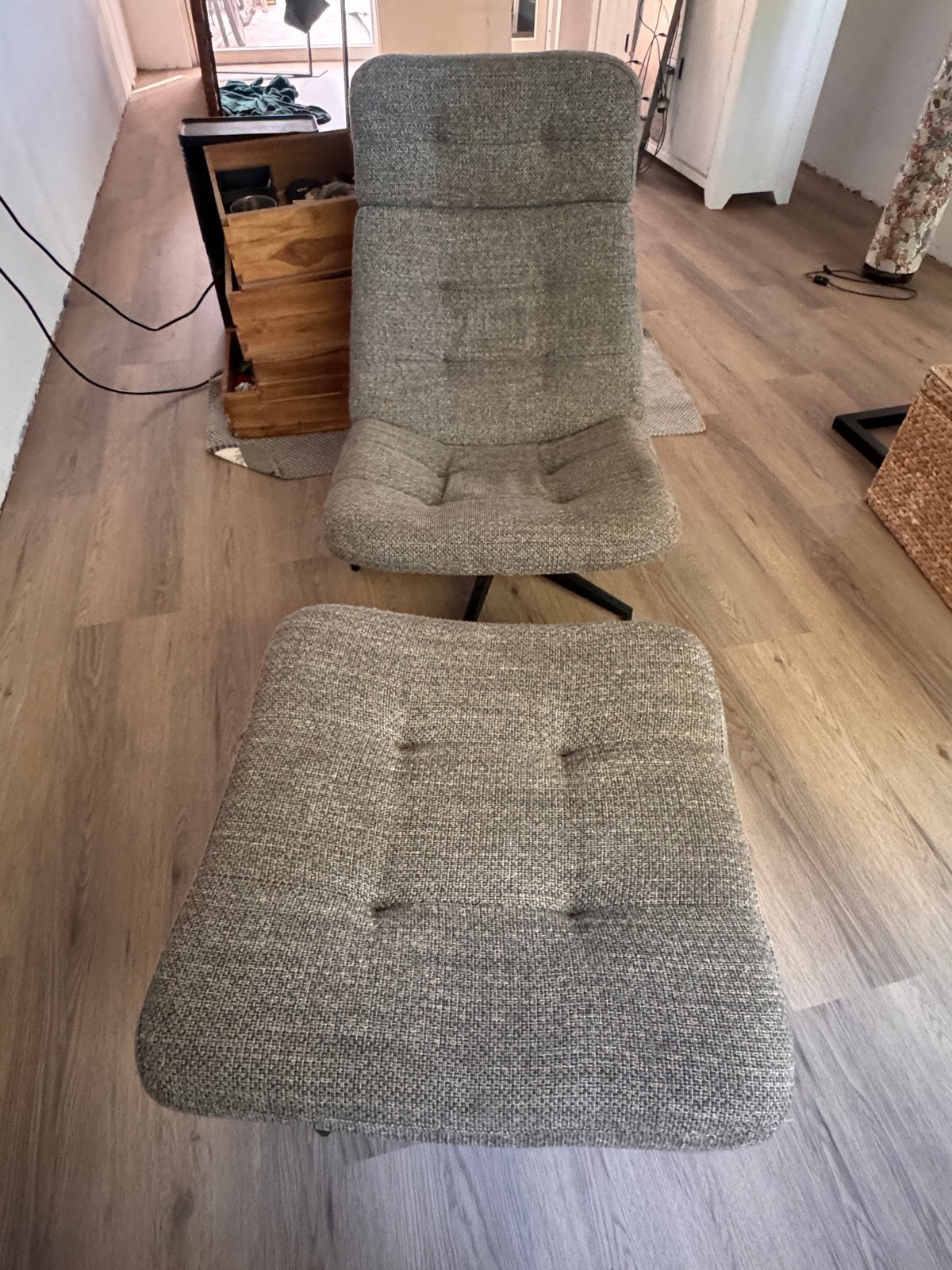 IKEA Havberg fauteuil met voetenbank, Huis en Inrichting, Fauteuils, Ophalen, Gebruikt, 75 tot 100 cm, Stof