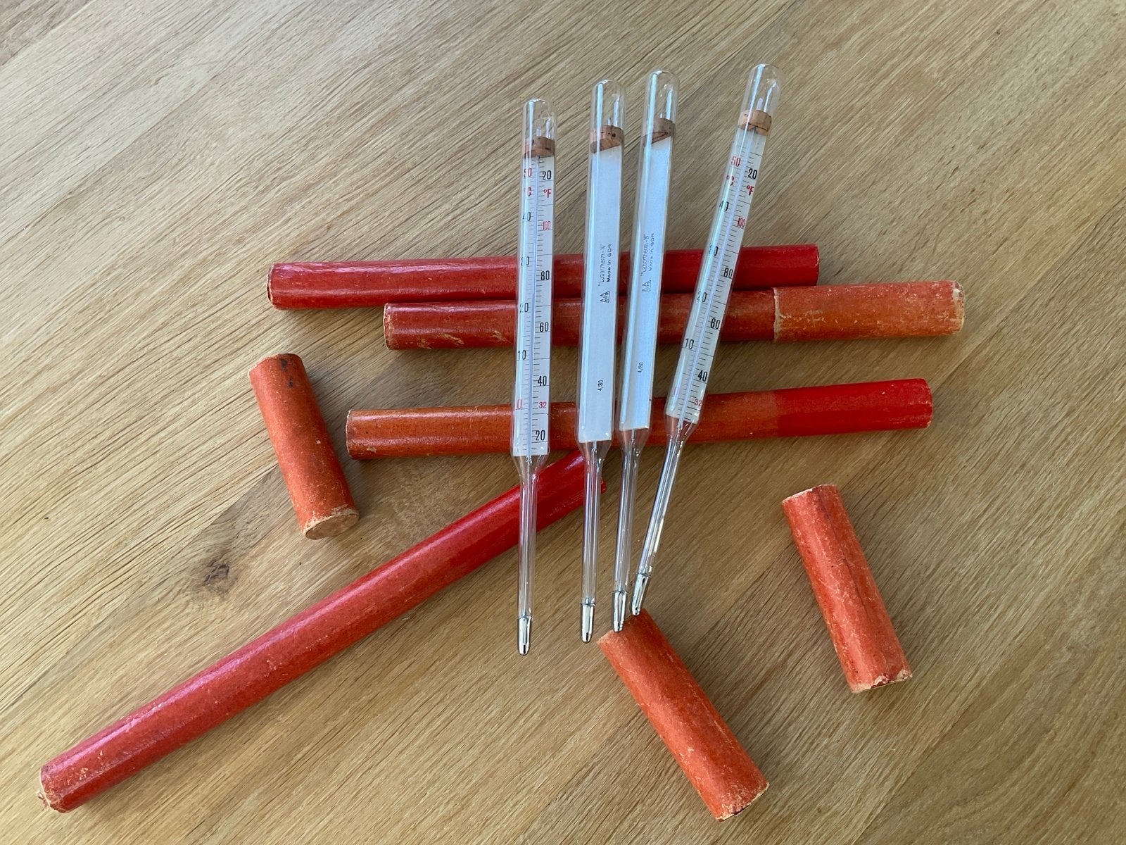 Vintage Labortherm-N Made in GDR Thermometers (Set van 4), Huis en Inrichting, Ophalen, Gebruikt, Overige typen, Glas