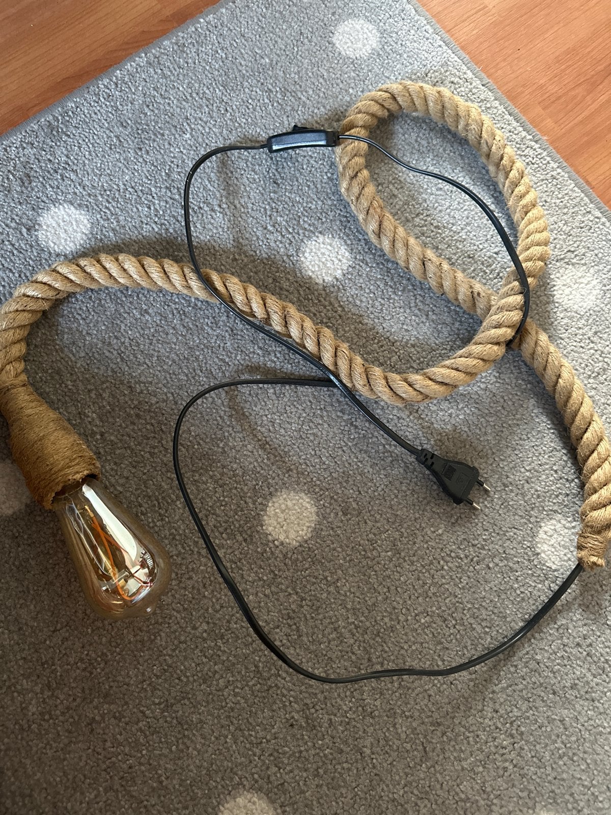 Decoratieve touwlamp met Edison gloeilamp, Overige merken, Gebruikt, Natuurlijk materiaal, Industrieel