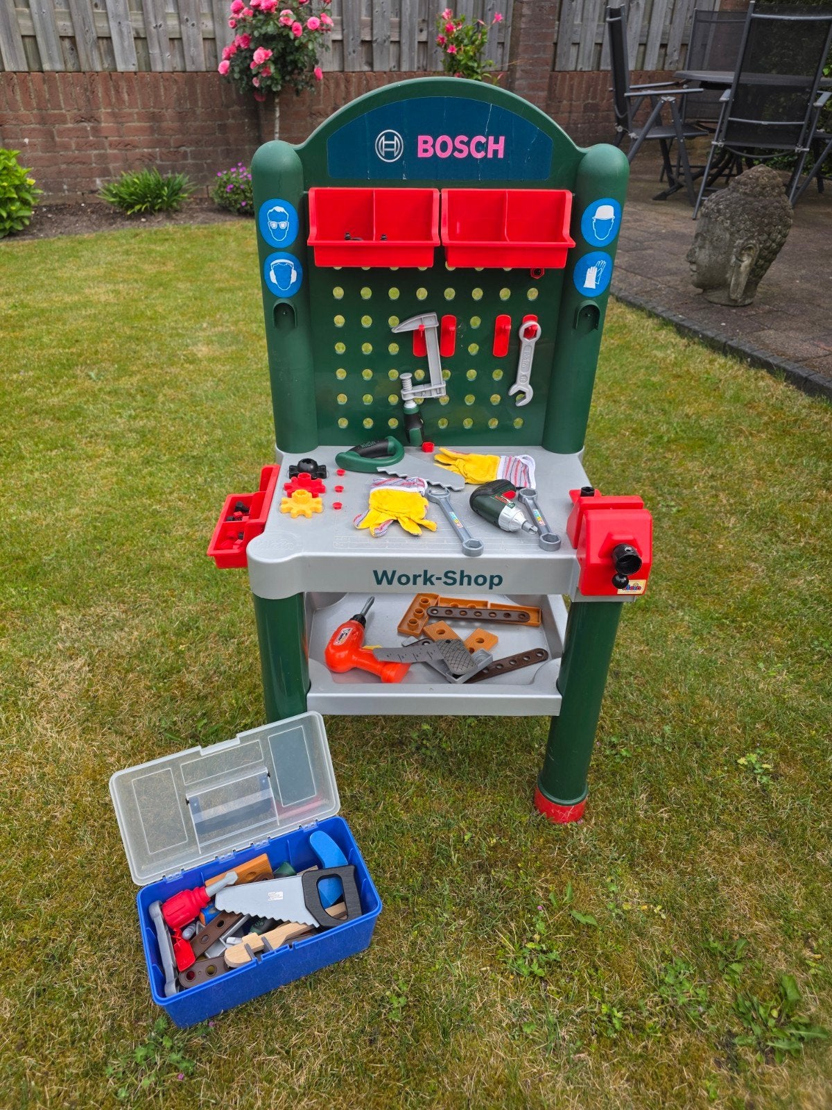 Bosch Werkbank met Gereedschap en Gereedschapskist, Kinderen en Baby's, Speelgoed | Overig, Ophalen of Verzenden, Gebruikt, Jongen of Meisje