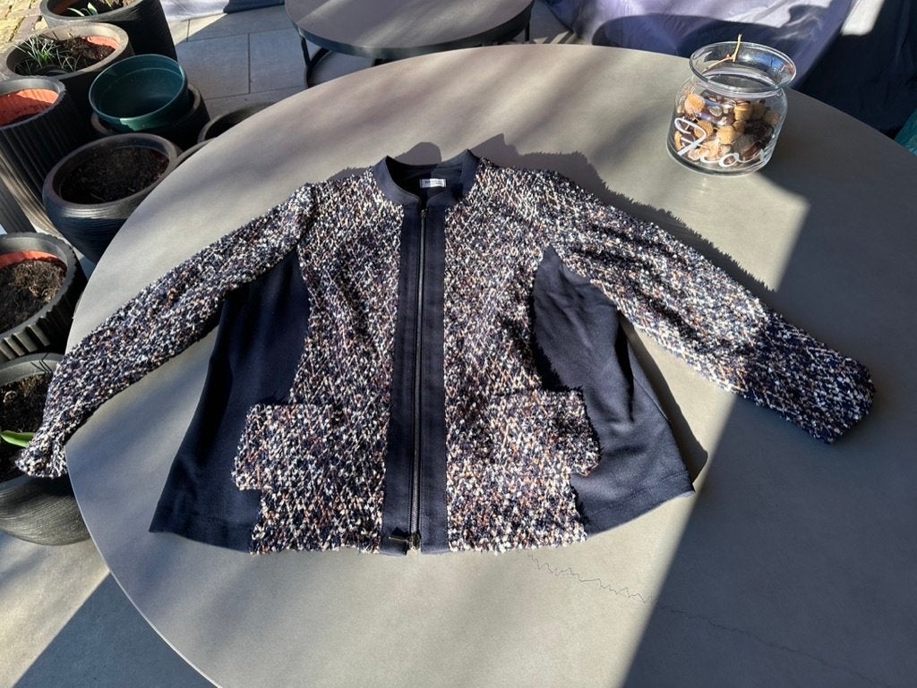 Blauw/bruin/wit Sommermann jasje, maat 50, Kleding | Dames, Grote Maten, Zo goed als nieuw, Jasje of Colbert, Verzenden, Sommermann