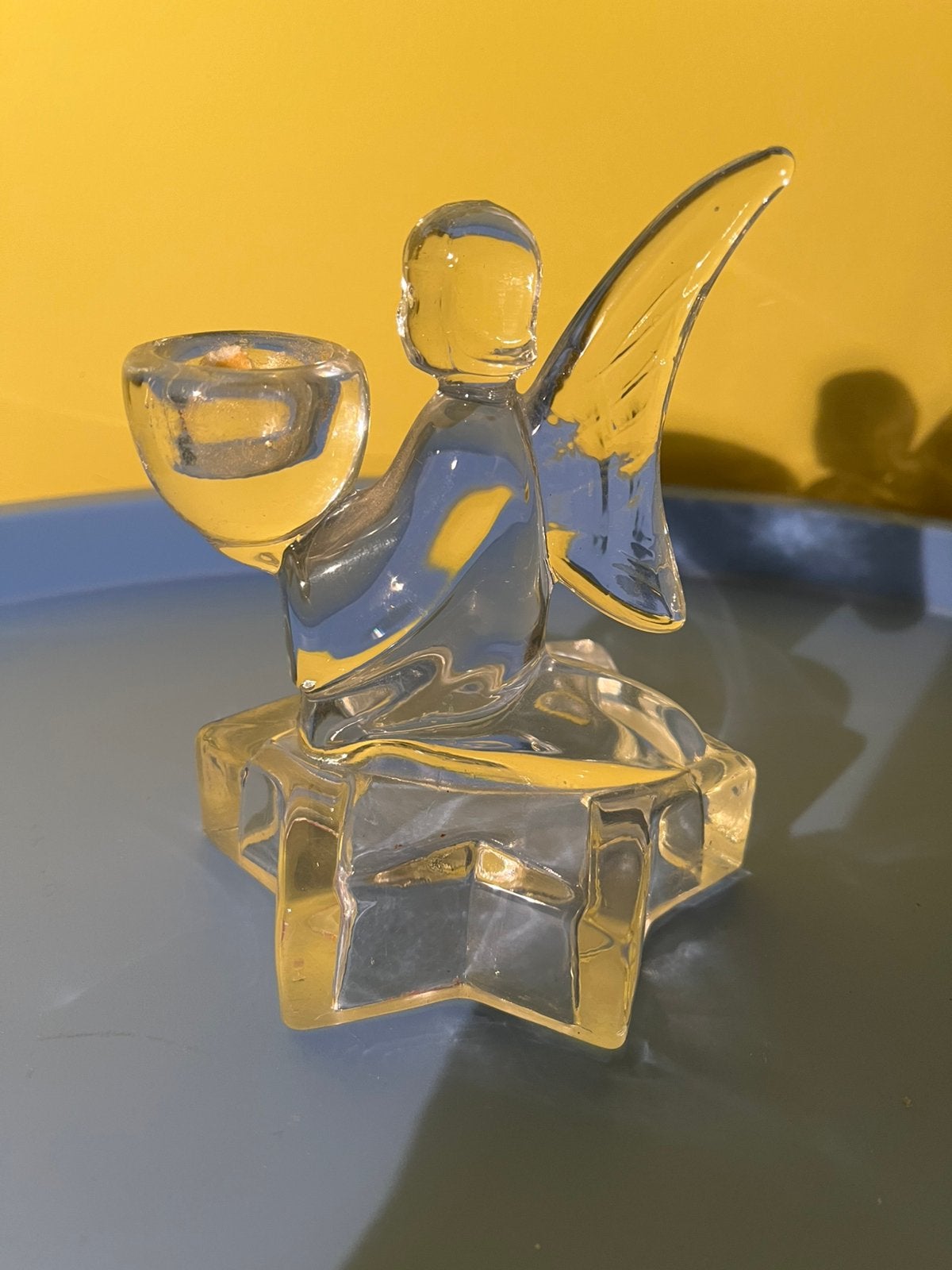 GLAZEN ENGELEN KANDELAARS. —  L.E.SMITH ART GLASS., Ophalen of Verzenden