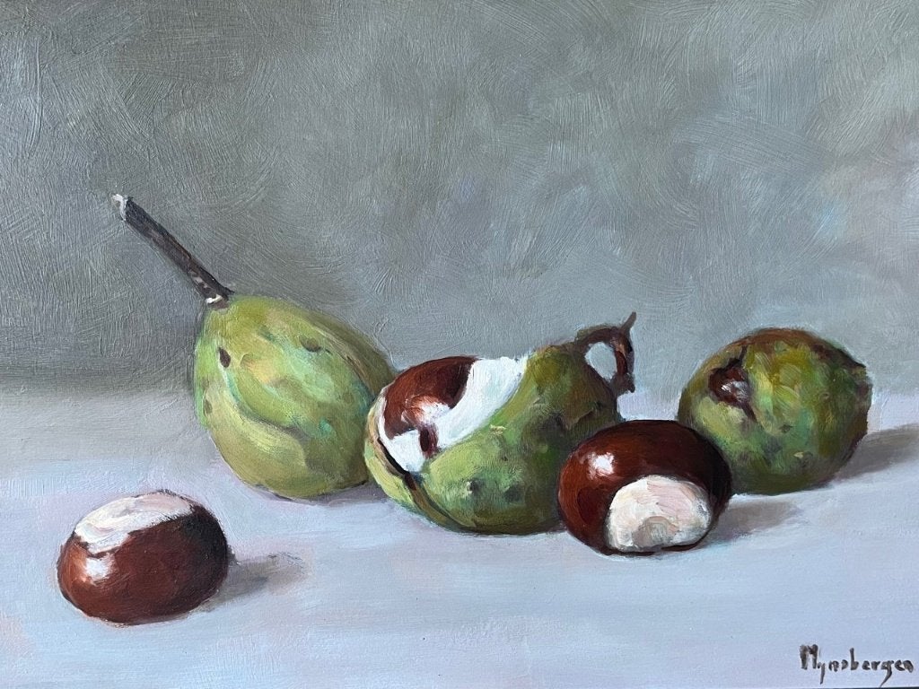 Hans Mijnsbergen, stilleven met kastanjes, Ophalen