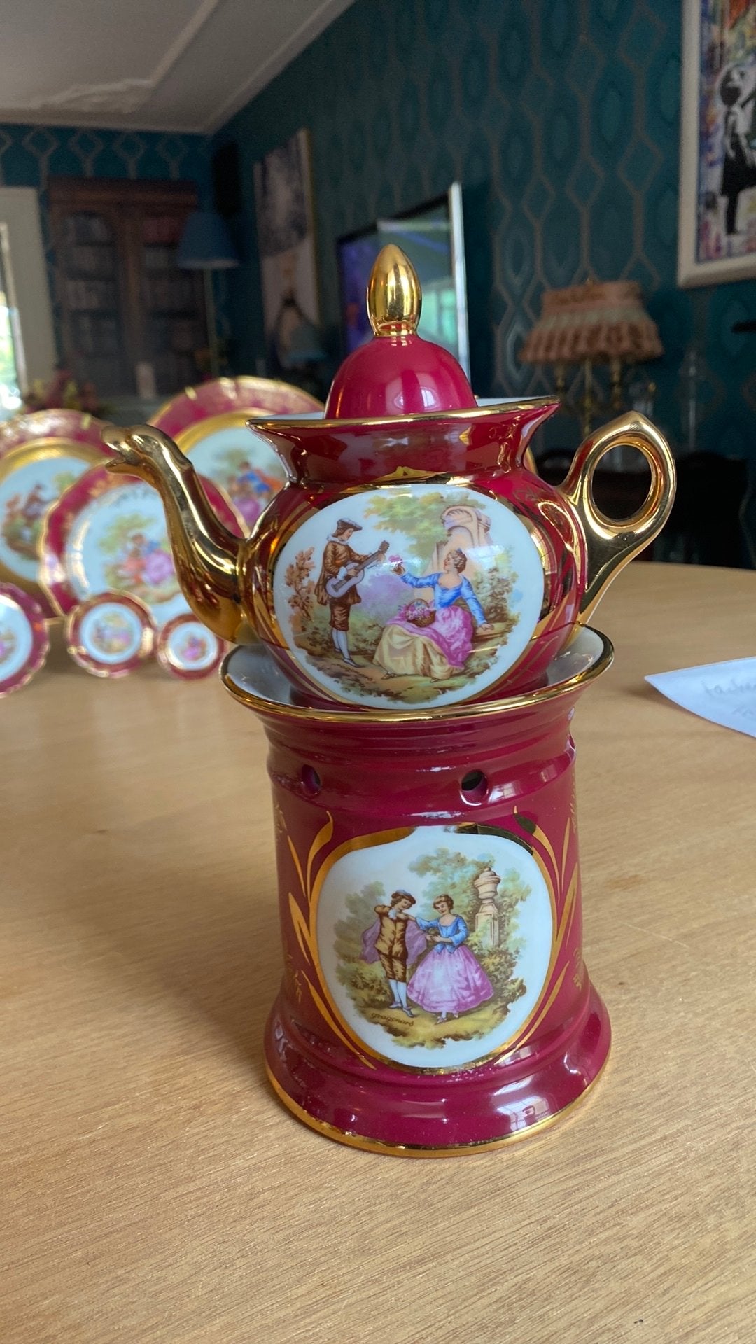 25 cm hoog!!! Theepot met verwarming, Limoges, 65 jaar oud., Antiek en Kunst, Ophalen of Verzenden