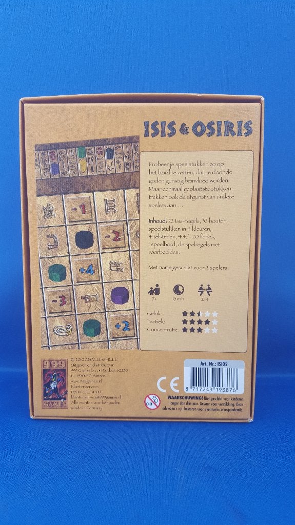 Bordspel Isis & Osiris, 999 Games 2010, als nieuw. 8A2, Tweedehands verkoop, Tweedehands verkoop, Gebruikt, Ophalen of Verzenden