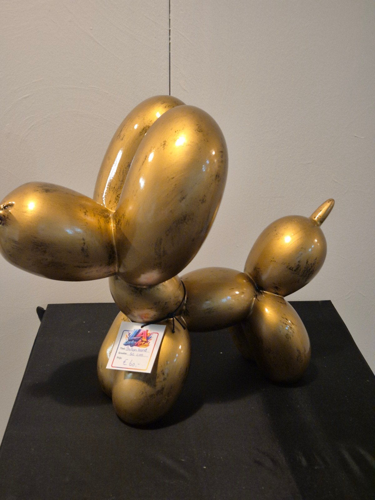 Gouden Ballonhond Sculptuur - Polyester 50cm, Kunststof, Zoogdier, Beeld, Goud