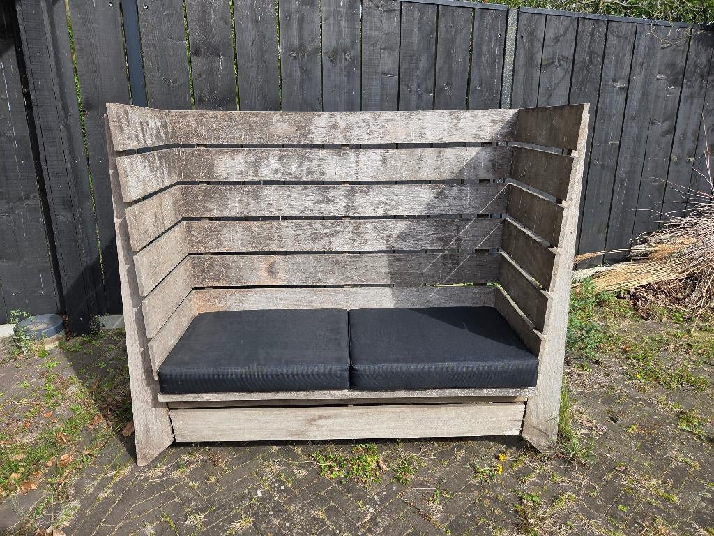 Tuinset, 2 tuinbanken, 1 tuinstoel, Tuin en Terras, Tuinsets en Loungesets, Ophalen, 5 zitplaatsen, Gebruikt, Hardhout
