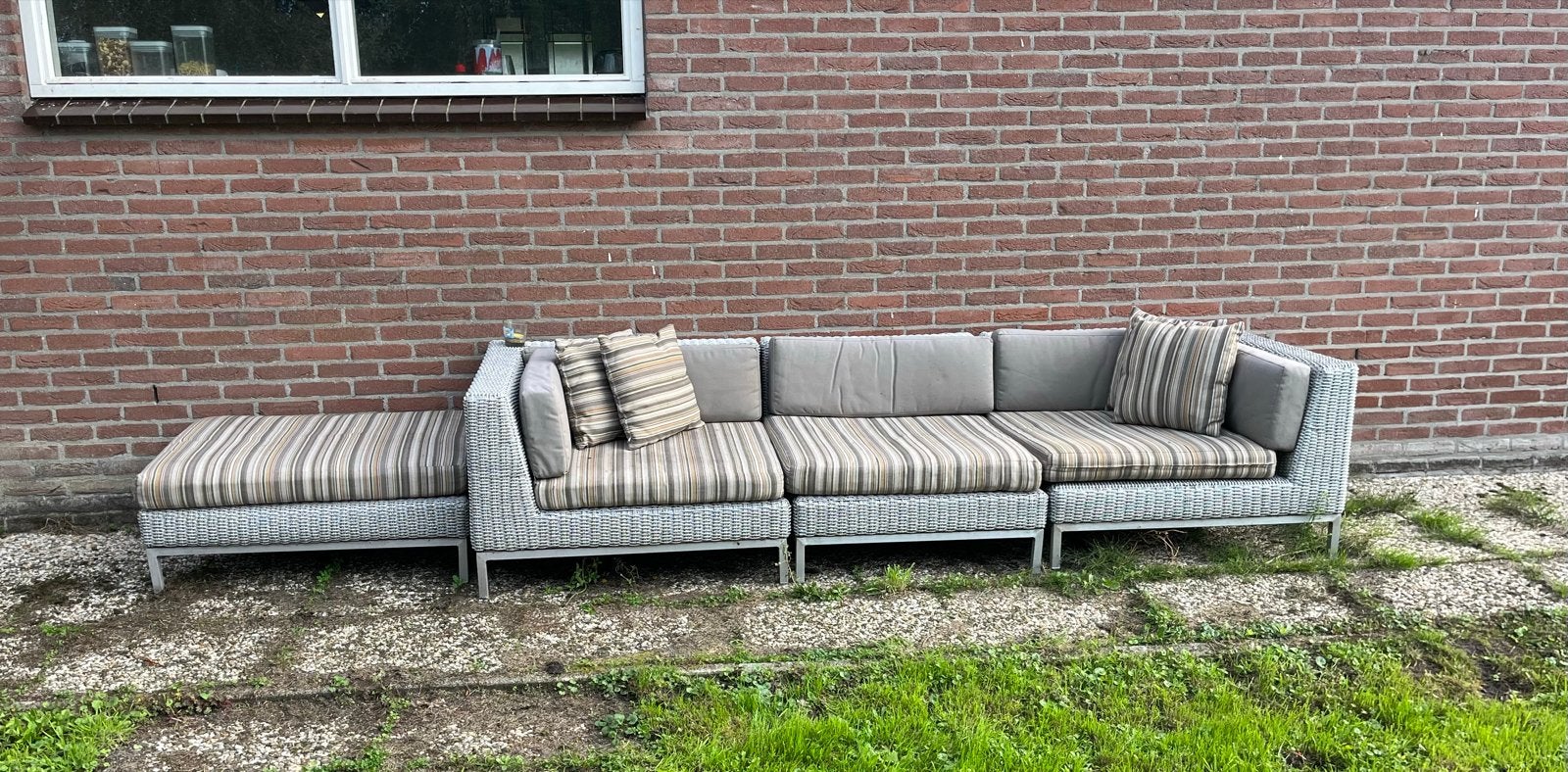 Comfortabele Wicker Loungeset met Kussens, Tuin en Terras, Ophalen, 5 zitplaatsen, Gebruikt, Loungeset
