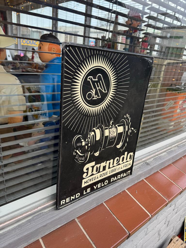 Vintage Torpedo Reclamebord - Fietsnaven, Reclamebord, Gebruikt, ., Ophalen of Verzenden