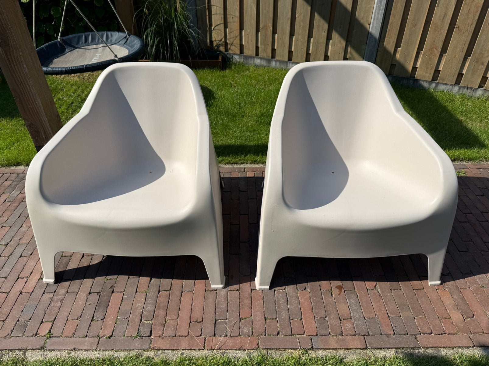 Fauteuil Tommy beige kunststof loungestoel karwei, Tuin en Terras, Ophalen, Gebruikt, Kunststof