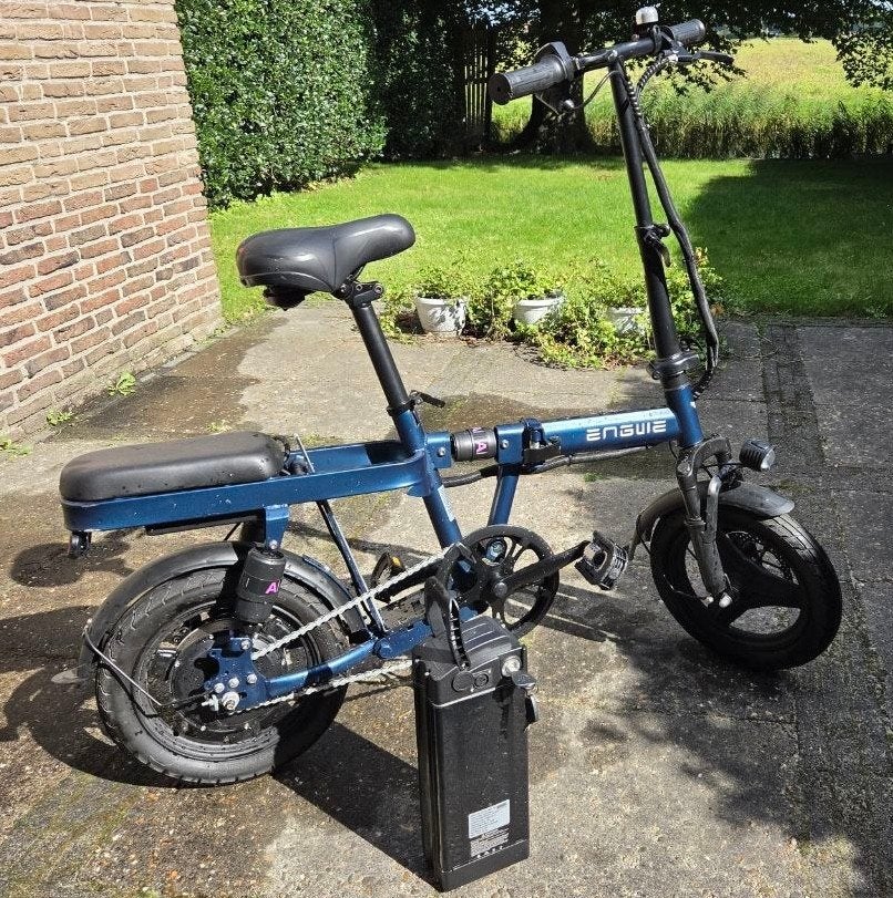Engwe T14 Electric Foldable Bike, Elektrische vouwfiets Blue, Fietsen en Brommers, Minder dan 30 km per accu, Zo goed als nieuw