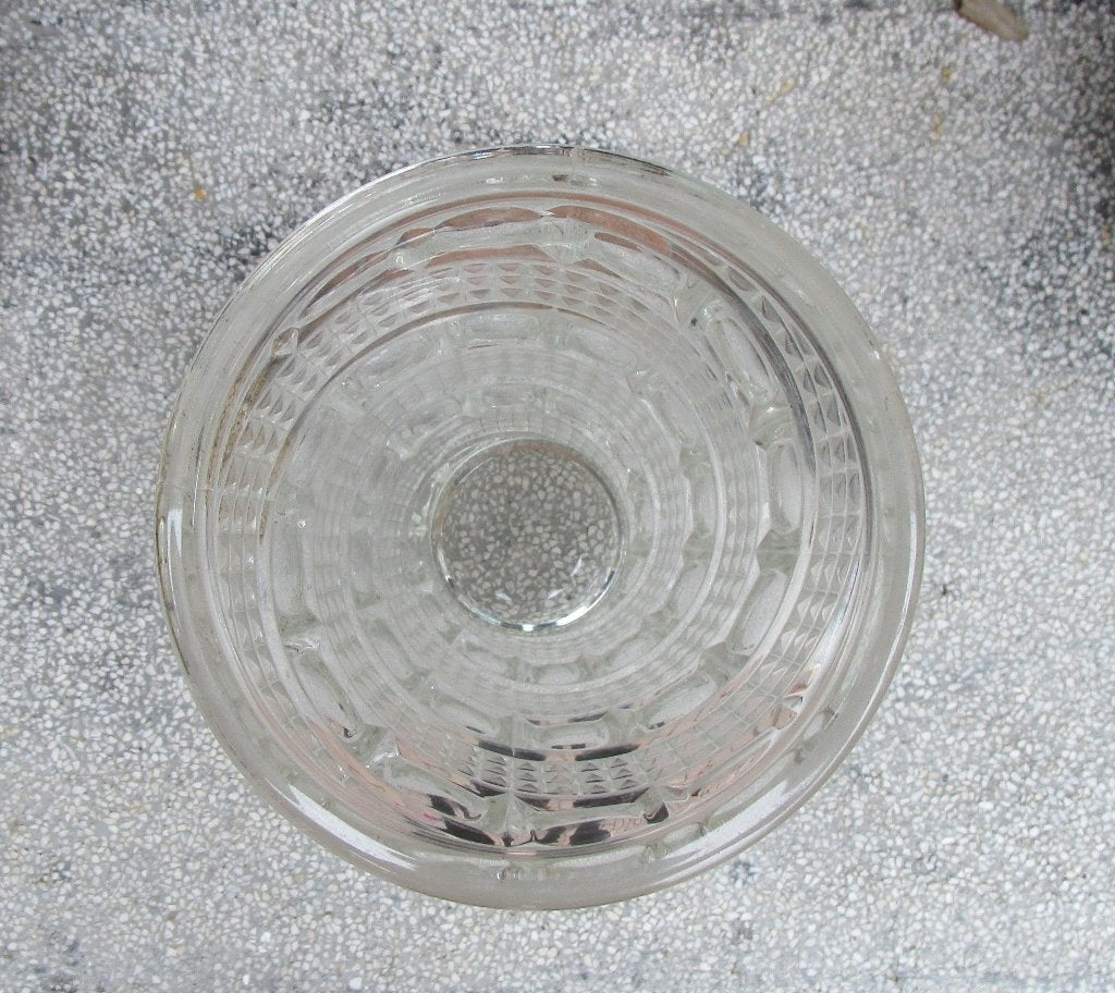 Vintage glazen vaas met spiraalpatroon, Gebruikt, Transparant, Ophalen of Verzenden, Glas