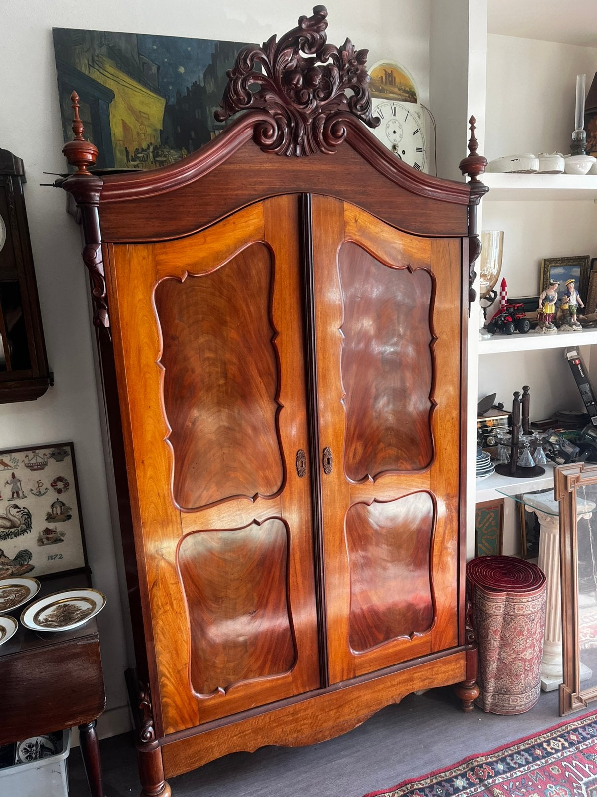 Hollandse biedermeier kuifkast mahonie teab, Ophalen