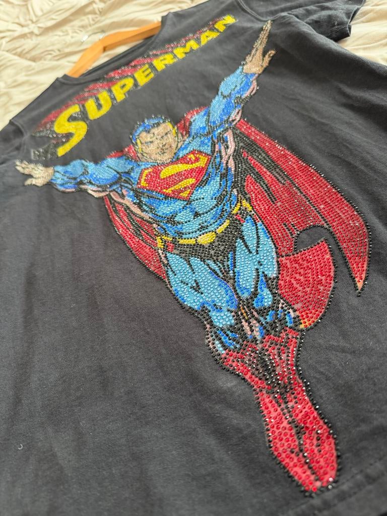 Philipp Plein Superman T-shirt met strass - Maat M, Ophalen, Zo goed als nieuw, Maat 48/50 (M), Zwart